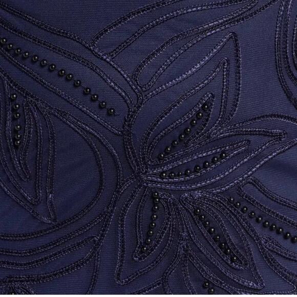 JS Collections Women's Pearl Beaded Soutache Column Gown Formal Blue Size 10 - Picture 2 of 16